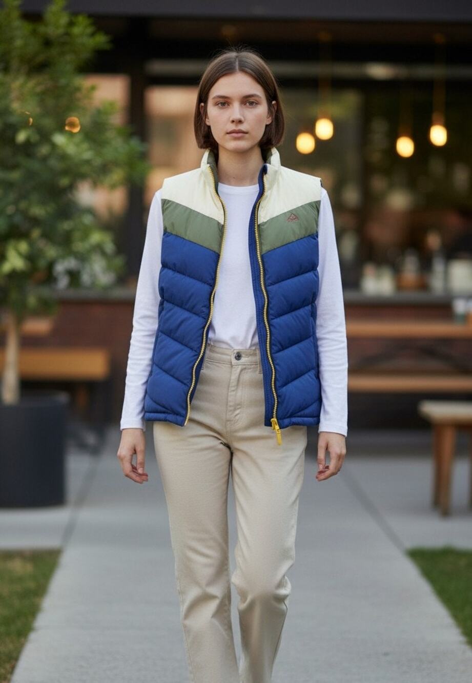 Weatherproof Original Quilted Vest Teen Girls Large Blue Green White NWT
